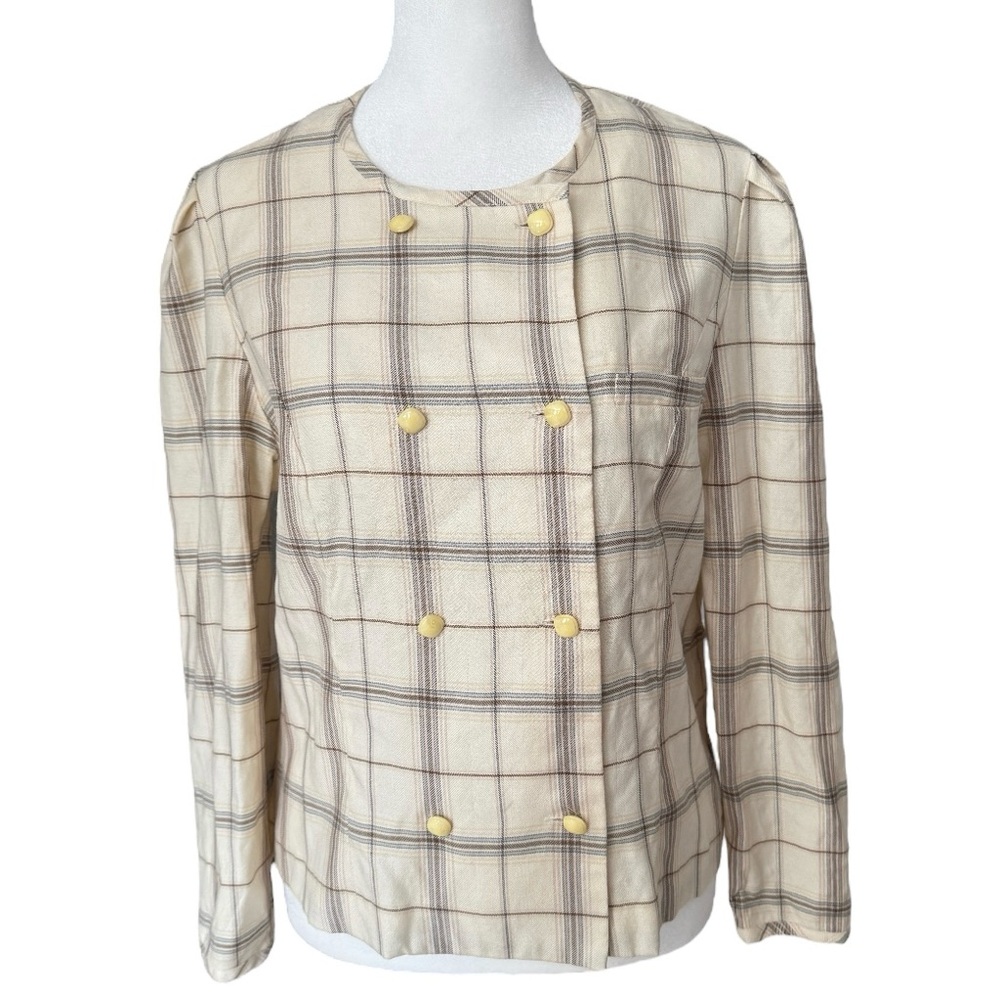 Burberrys Vintage Plaid Silk Blend Blazer